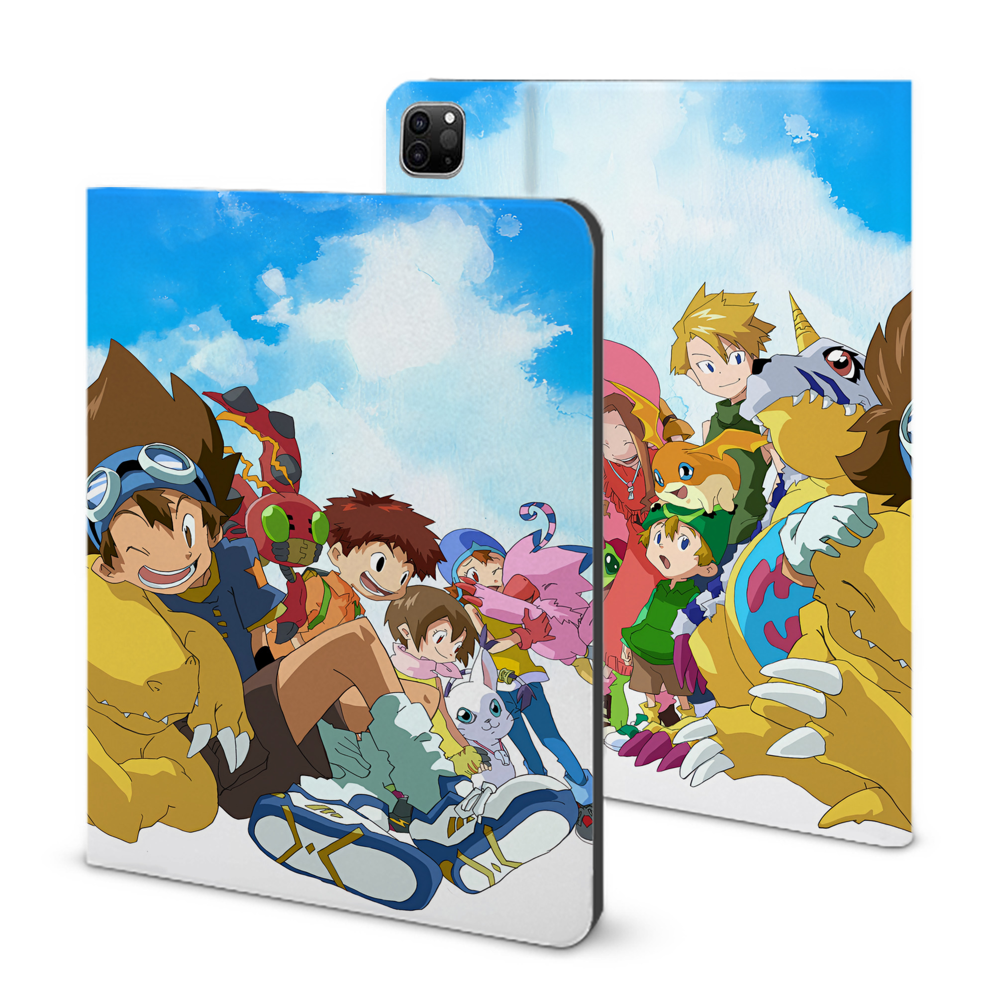 （画像用） Digimon デジタルモンスター/デジモン IPad ケース ブック型 PUレザー TPU 耐衝撃 軽量 薄型 ペン収納なし 全面保護 IPad 各モデル対応